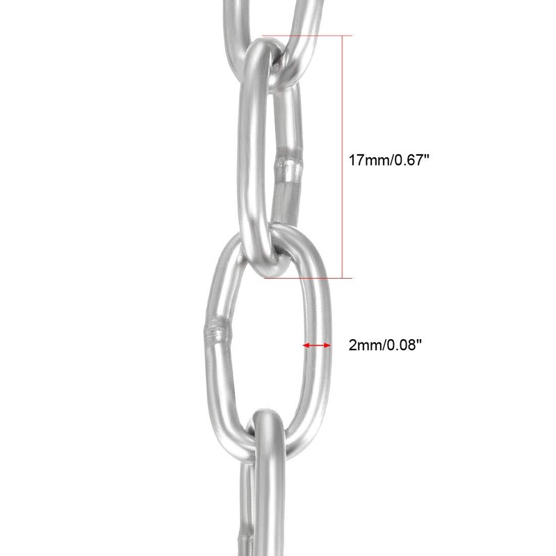 sourcing map Stainless Steel 304 Hardened Proof Coil Chain 5m