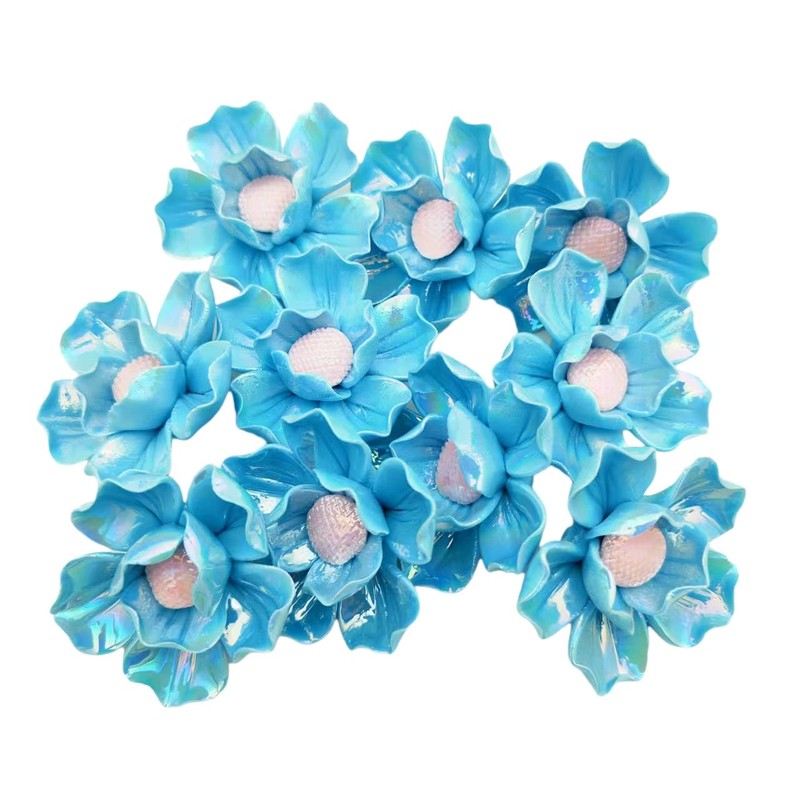 10 PCS 3D Flower Ceramic Tiles,1.6" Handmade Procelain Ceramic Flowers