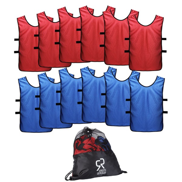 SportsRepublik Pinnies Scrimmage Vests for Kids, Youth and Adults (12-Pack)