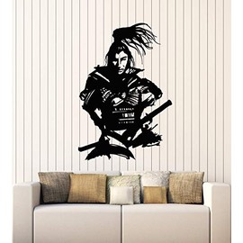Vinyl Wall Decal Asian Warrior Japanese Samurai Fighter Stickers Mural Large Decor (g4125) Black