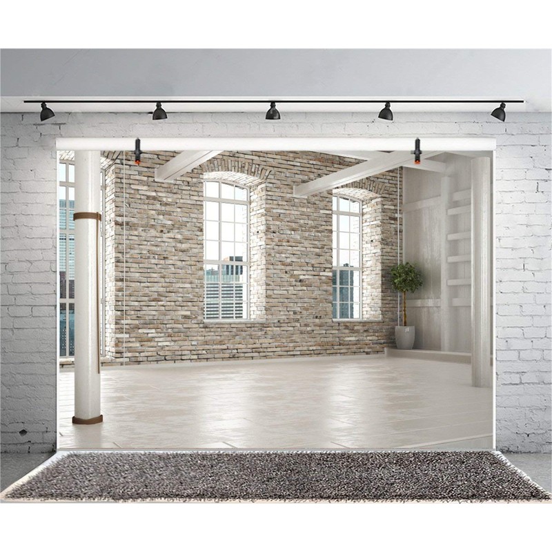 CSFOTO 7x5ft Polyester Brick House Backdrop Empty office backgrounds for