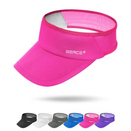 BEACE Lightweight Moisture Wicking Sports Sun Visors Hats Women Men,Sunvisor Cap for Running Golf Tennis Pickleball Hot Pink