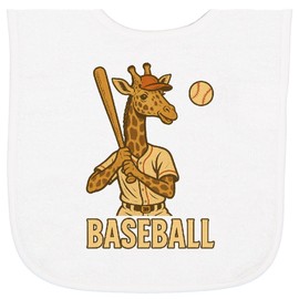 inktastic Baseball Giraffe Shirt Funny Sports Animal Baby Terry Cloth Bib White 46a45