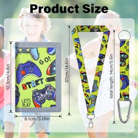 GUOYOU Kids Wallet Tri fold Coin Pocket Children Neck Pouch with Zipper Key Chain and ID Window Card Holders for Toddler Children Birthday Gifts with Lanyard and Key Chain Holder (Green)