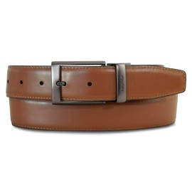 Nautica Men's Reversible Gunmetal Buckle with Signature Logo Leather Belt - Black/Cognac - Large, Black/Cognac, Large