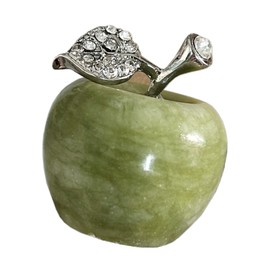 Bacatgem Green Jade Apple Crystals and Healing Stones Figurines Collectibles,3cm Room Decor Christmas Decorations Office Gifts