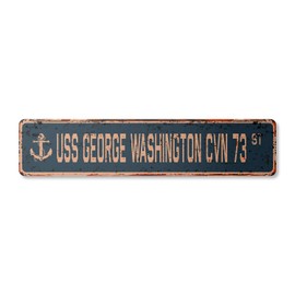 USS GEORGE WASHINGTON CVN 73 Vintage Plastic Street Sign us navy ship veteran sailor gift | Indoor/Outdoor | 24" Wide