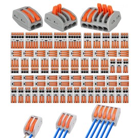 Kabelverbinder Kabelklemmen Elektro,110pcs Verbindungsklemmen Klemme,Kabelverbinder,Klemme mit Betätigungshebel,Lüsterklemmen,Verbindungsklemme Kombiniert Werden für Feste Kabe 2-3-5 Leiter