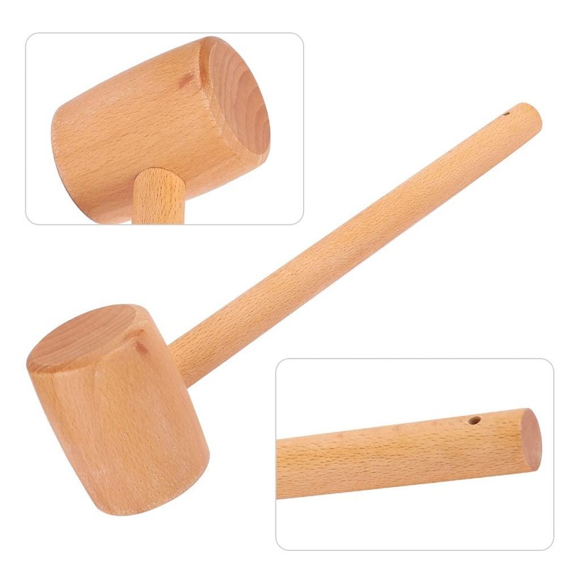 2PCS Wooden Mallet Hammer, Mini Wooden Crab Mallets Hand Craft