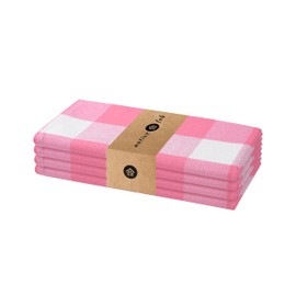 Native Fab Buffalo Check Cloth Dinner Napkins - Set of 4-100% Cotton, 16x16 inches, Soft, Comfortable, Absorbent, Restaurant Hotel Quality - Easy Care, Washable, Everyday Use - Pink