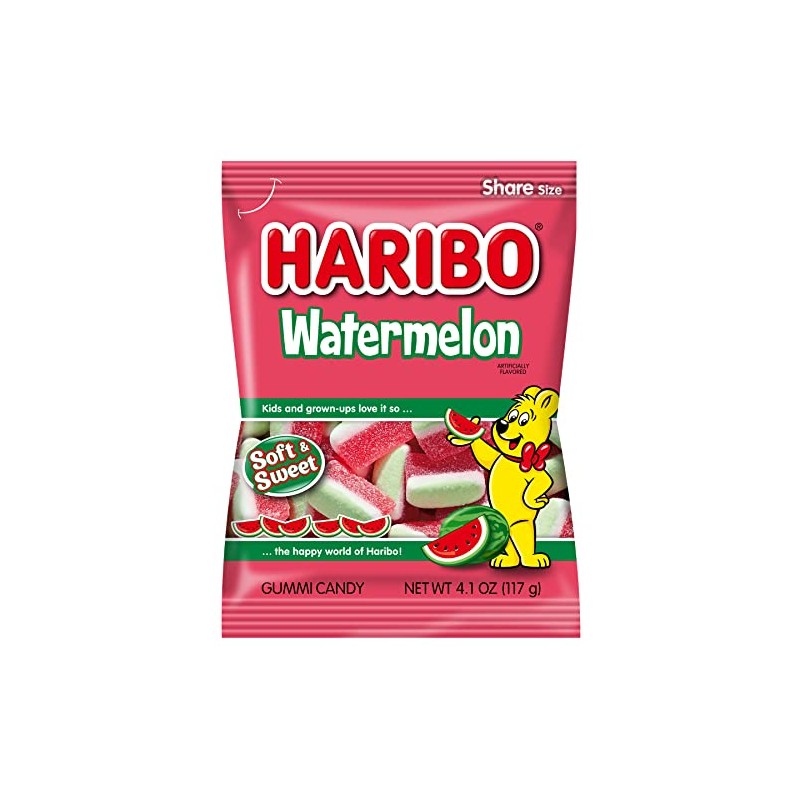HARIBO Gummi Candy, Watermelon Gummy Candy, 4.1 Ounce Share Size