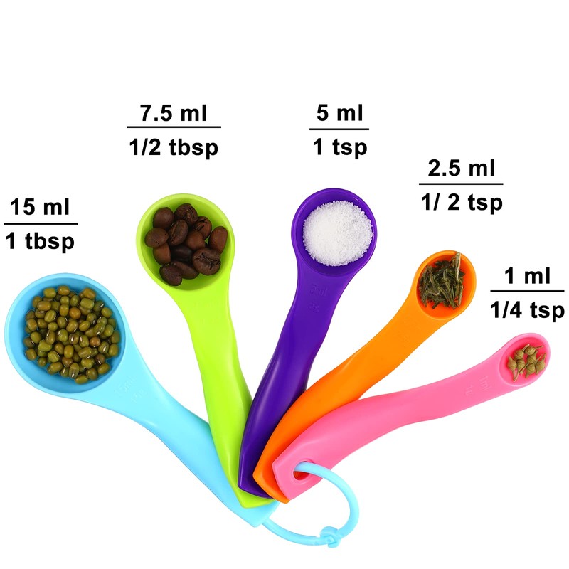 20 Pieces Plastic Colorful Measuring Cup Spoons for Kitchen Cooking