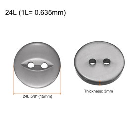 HARFINGTON 10pcs 24L Grey Round Sewing Buttons 15mm 5/8" Resin 2-Hole Fish Eye Craft Replacement Button for Craft Pants Dress Skirt Clothing Fastener Buttons