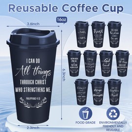 Skylety 40 Pack Christian Gifts 16oz Bible Verse Tumbler Bulk Plastic Coffee Cups with Lids for Men Women Inspirational Religious Church Gifts for School Independence Day Party Favor (Blue)