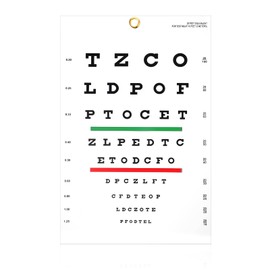 YBEATY Eye Chart Upgraded Snellen Eye Chart 14 × 9 Inches Plastic Low Vision Eye Wall Charts Colorful Visual Acuity Test Wall with Metal Eyelet for Women Men Exams 10 Feet Distance
