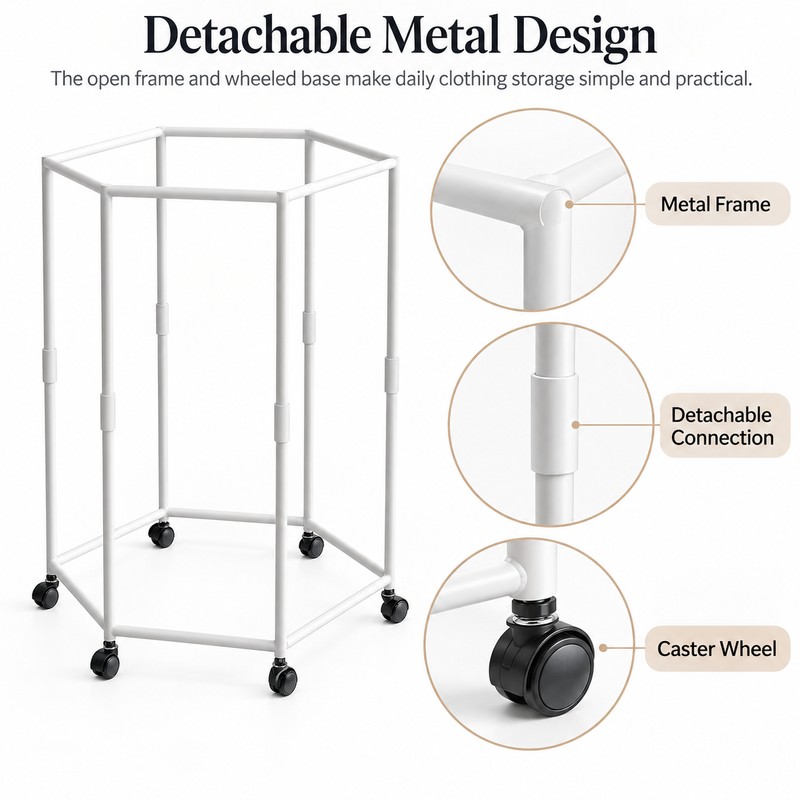 360° Rotating Clothes Rack for Bedroom Storage – Floor-Standing Iron