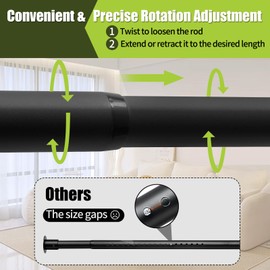Anndason Closet Rod, 17 to 87 Inch Closet Rods 1.3 Inches Heavy Duty Closet Rod Adjustable Closet Rod Closet Rods for Hanging Clothes and Heavy Duty Clost Rod Bracket Closet Rod Support (Black)