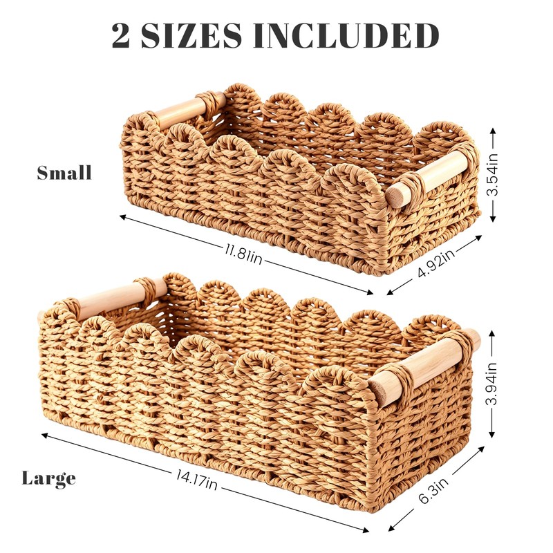 Paper Rope Storage Basket Set of 2, Toilet Paper Basket