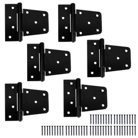 Barcaloo Heavy Duty Square Shed Door Hinges, 6 Pack - Black Hinges for Gate, Barn or Storage Shed