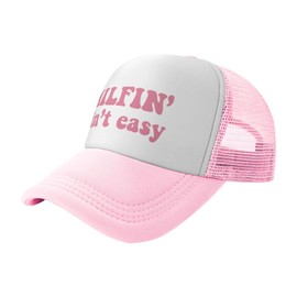 PIYTGXNB Milfin Aint Easy Hat Funny Baseball Caps Adult Mesh Trucker Hats Adjustable Sport Cap Men Women Pink