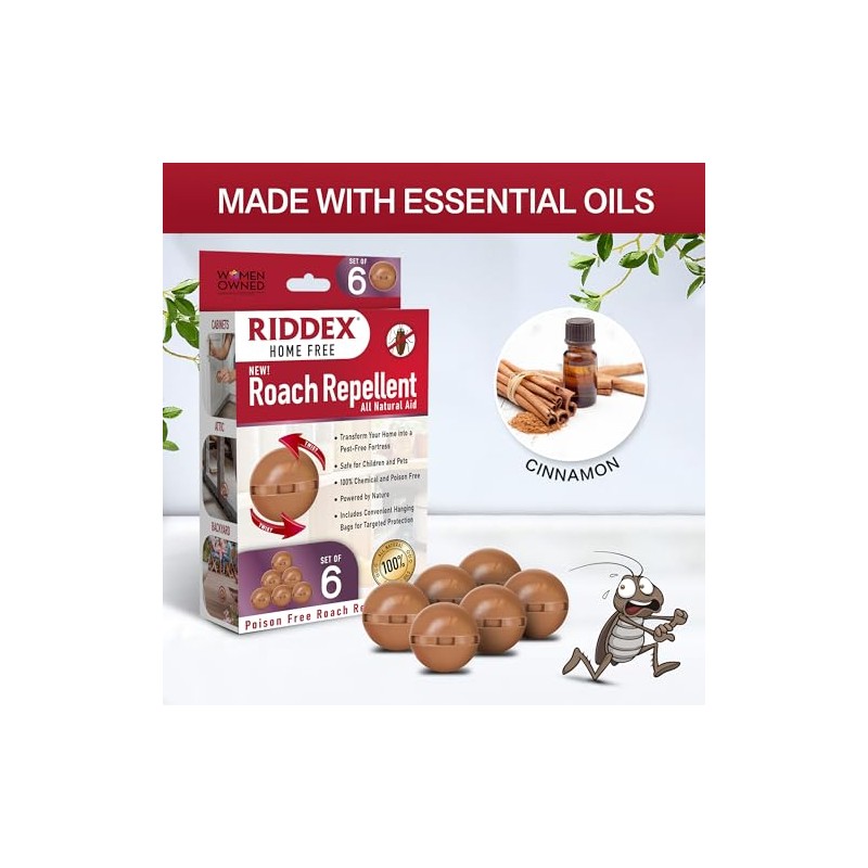 Riddex Roach Deterrent Spheres – Plant-Based Formula with Essential Oils,