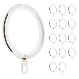 Meriville 14 pcs 1.5-Inch Inner Diameter Metal Curtain Rings with Eyelets, Fits Up to 1 1/4-Inch Rod (Set of 14 with Insert, Satin Nickel)