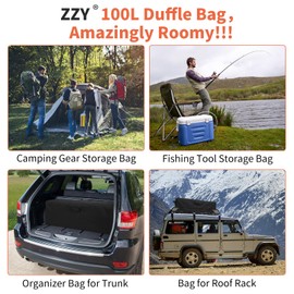 Extra Large Travel Duffel Bag 100L Water Resistant for Outdoor Sport and Camping (100L, Black)