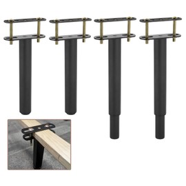 uxcell 4 Set 17.72 Inch Total Height Adjustable Metal Bed Frame Center Support Legs, Bed Frame Replacement Legs with Wide Base, Bed Sofa Furniture Slat Support Legs, Black