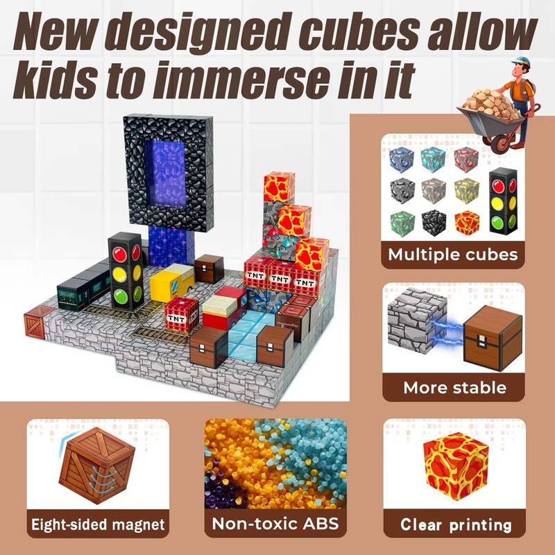 Magnetic Building Blocks Set, 150 Pieces STEM Learning Toy with