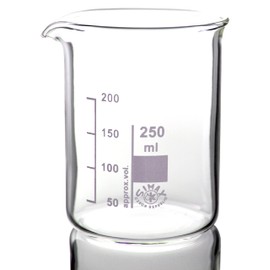Glasses, Tumbler 250 ml Beaker Low Form, with Moulded Spout For Easy Pouring, Graded