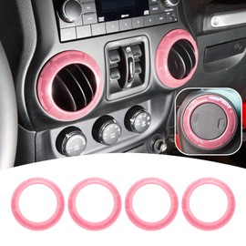 4PCS Center Console Dash Air Conditioner Vent Cover Trim Interior Accessories Compatible with Jeep Wrangler JK JKU 2011-2018 (Pink)
