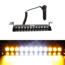 Riloer LED Emergency Strobe Light, Windshield Dash Dashboard Interior Flash, Roof Warning Light, Car/Truck LED Light with Suction Cup, 12LED Car LED Strobe Light Red/Amber/White Signal Lamps