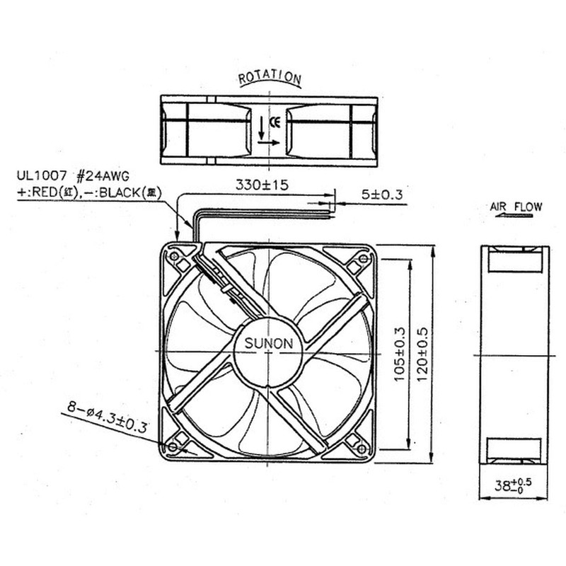 Sunon EEC0382B1-A99 Fan 24 V DC 9.6 W 120 x