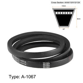 sourcing map Pack of 2 A1067 V-belt 1067 mm inner circumference 13 mm top width, 8 mm thickness with trapezoidal shape, drive belt A-profile rubber