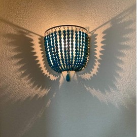 Newrays Vintage Wood Bead Wall Lamp Retro Antique with Hard Wired for Bedroom Fixtures (Blue)