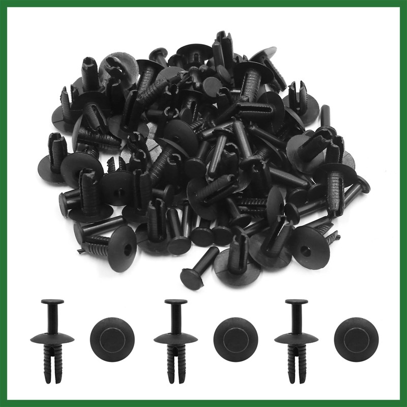 Motoforti 50pcs Black Plastic 6.5mm Car Clips Panel Rivets Fender