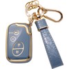 Muzizyq for Lexus Key Fob Cover with Keychain Lanyard, Key Case Protection Fit for Lexus ES350 GS300 GS430 GS450h GS460 is F IS250 IS350 LS460 LX570 RX350 Smart Key Protector Holder, Blue