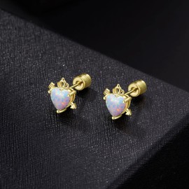 Liaya Unicorn Earrings for Girls Women - 925 Sterling Silver Hypoallergenic Cute Opal Stud Earring for Sensitive Ears, 14K Gold Plated Mini Animal Earrings Jewelry Lovely Gifts for Kids & Little Girls