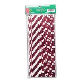 Christmas Party Red Foil Paper Straws - 40 Count, 7.59 Inch