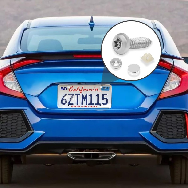 4Sets Black Anti Theft License Plate Screws Kits, Rustproof Stainless