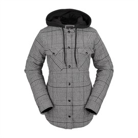 Volcom Women's Standard Insulated Flannel Hooded Snowboard Ski Shirt Jacket, Moonbeam S4, M