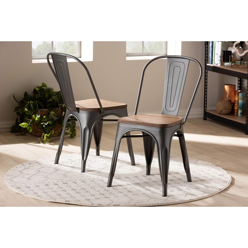 Baxton Studio Henri Vintage Rustic Industrial Style Tolix-Inspired Bamboo and