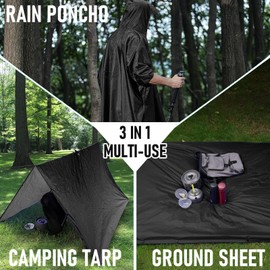 soto xtreme outdoors Hooded Rain Poncho for Adult with Pocket, Waterproof Lightweight Unisex Raincoat for Hiking Camping Emergency (US, Alpha, Large, Regular, Regular, Yellow)