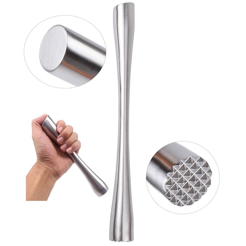 ITTA 10" Stainless Steel Muddler with Serrated End (1)