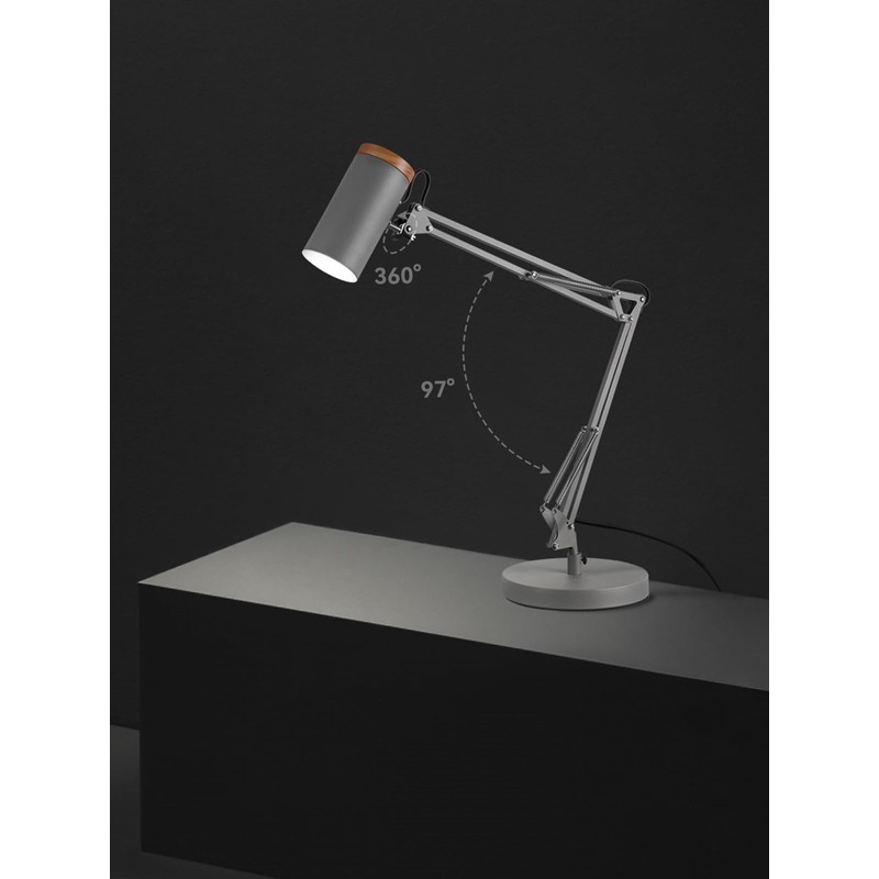 TORCHSTAR Tall Swing Arm Desk Lamp with Wooden Accent, Adjustable