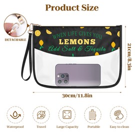 Lemon Gifts for Lemon Lover Makeup Bag Inspirational Gifts for Her Women PVC Transparent Cosmetic Bag Lemons Theme Travel Zipper Toiletry Pouch Best Friend Sister Nieces Birthday Graduation Gifts