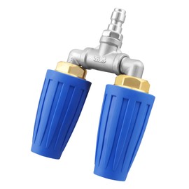 FurnyQuaint Dual Turbo Nozzle for Pressure Washer 4000 PSI 360Rotating Turbo Nozzle Pressure Washer Accessories 2.0 Orifice Twin Turbo Nozzle with 1/4" Quick Connector 4-6 GPM Alloy& Stainless Steel Material