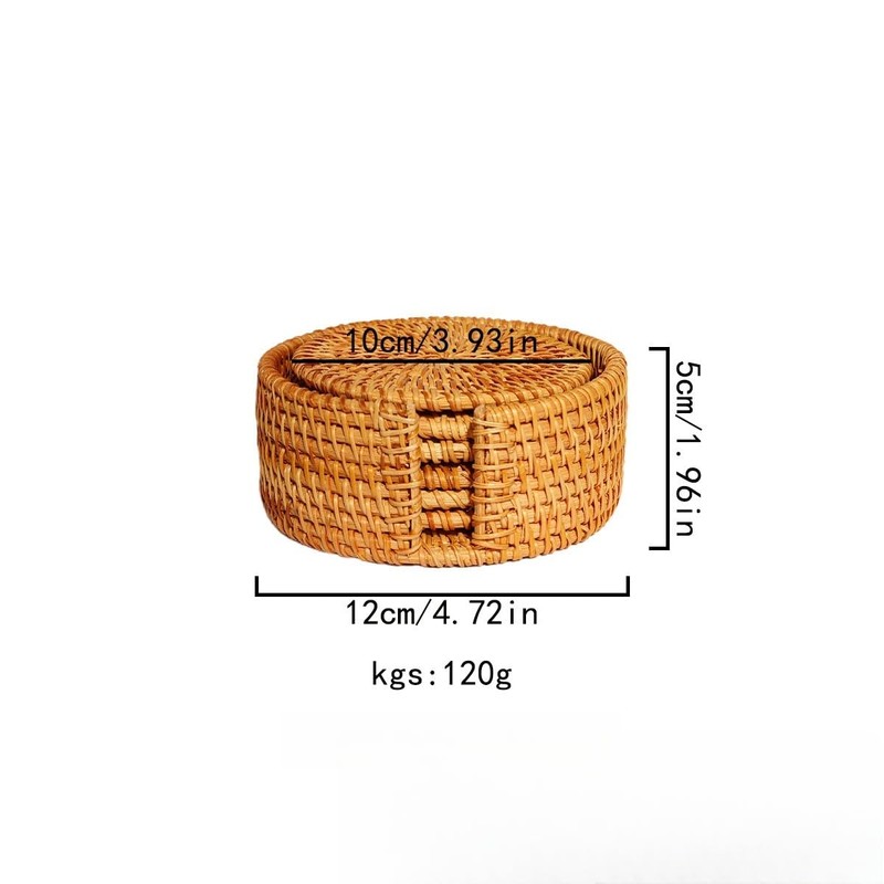 ROSSRORE Handwoven Natural Coasters Set - Boho Seashell & Rattan