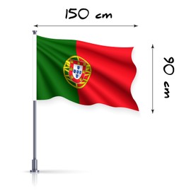 Portuguese Flag 3x5ft (90x150cm) - Portugal Polyester with Pole Loop - Weatherproof Bright Colours - Indoor and Outdoor Use