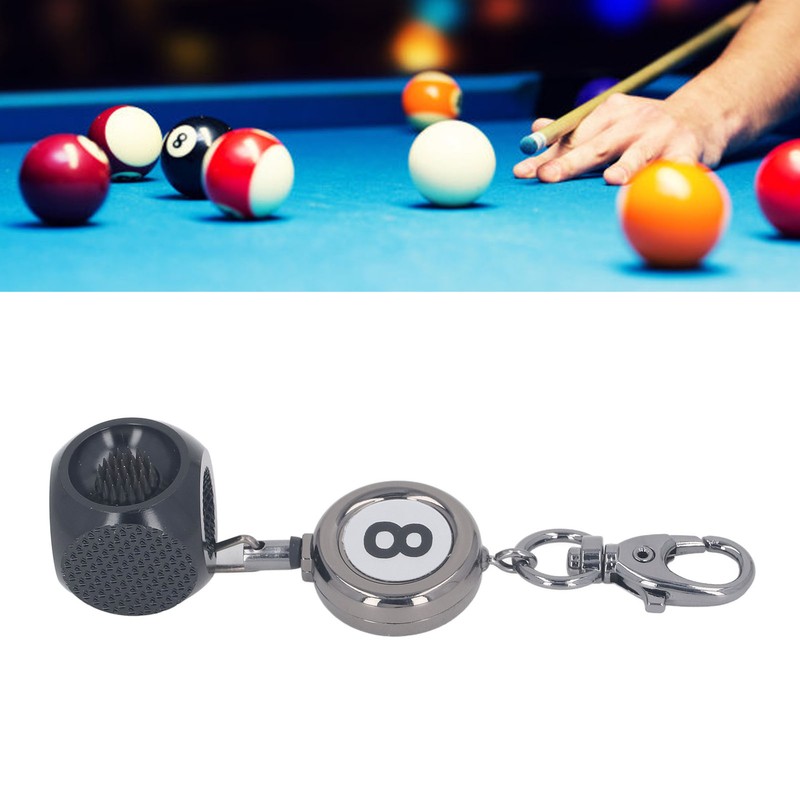 Pool Cue Tip Repair Tool with Retractable Key Ring Billiard